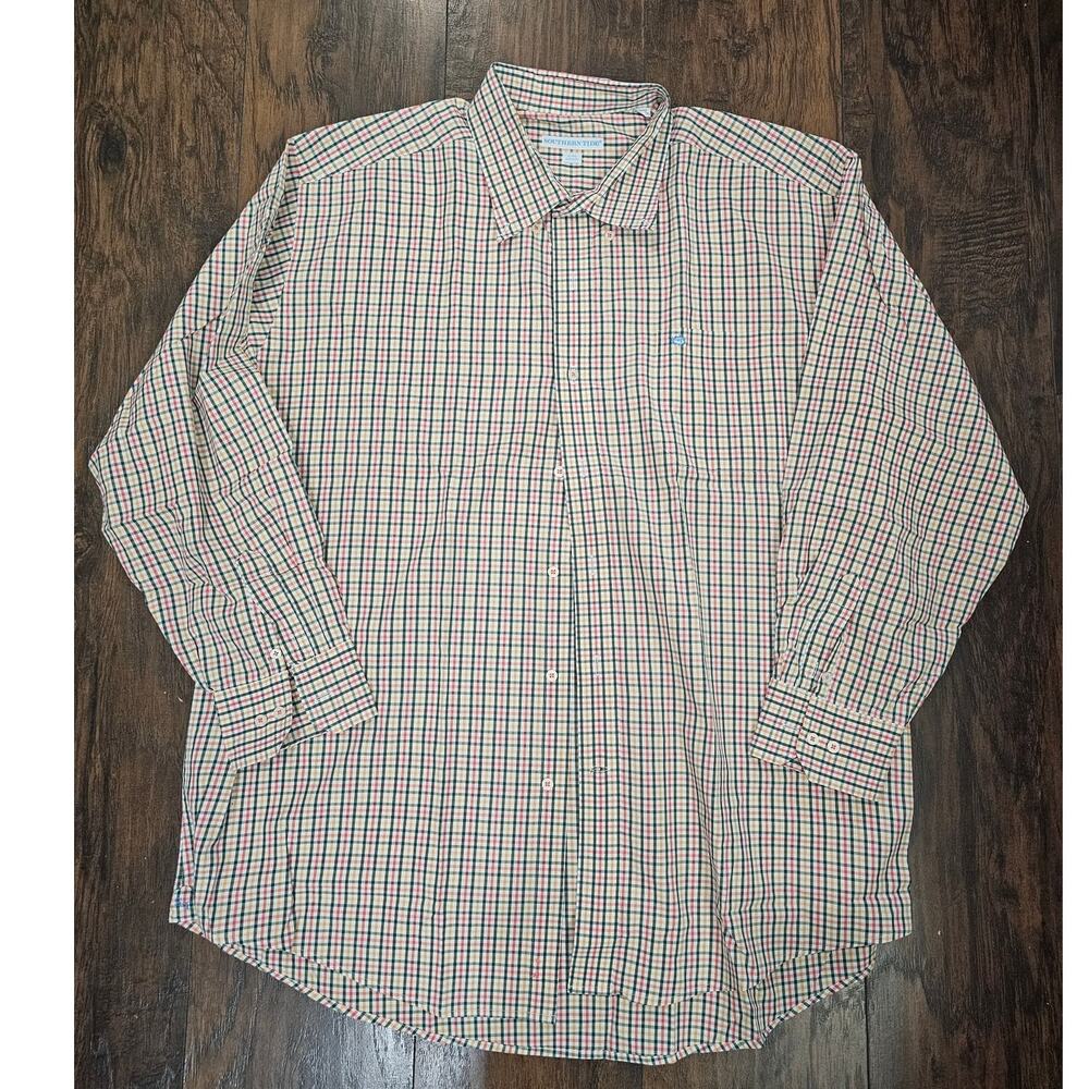 Southern Charm Button up Shirt Size XXL Classic Fit Orange Green White